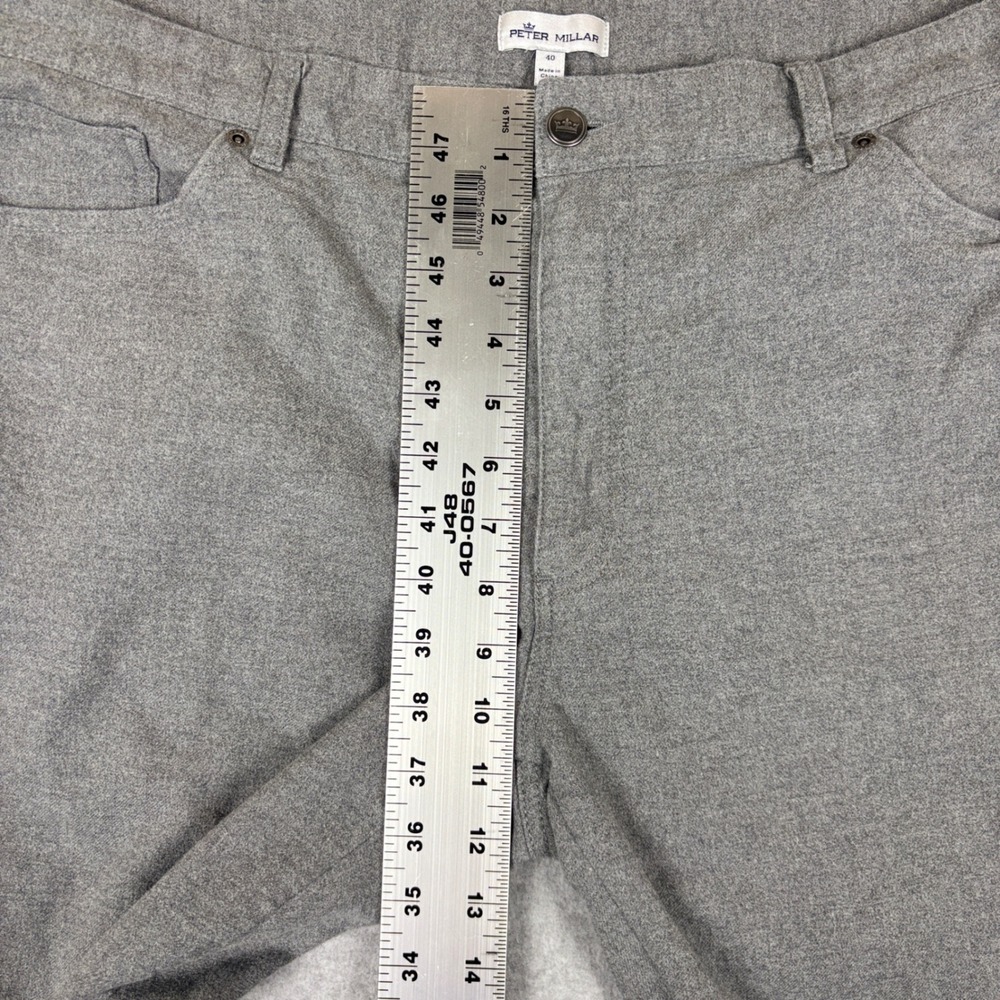 Peter Millar Crown Flannel Pants Mens 40 Gray Cotton Blend 5-Pocket Straight Leg - Picture 8 of 10